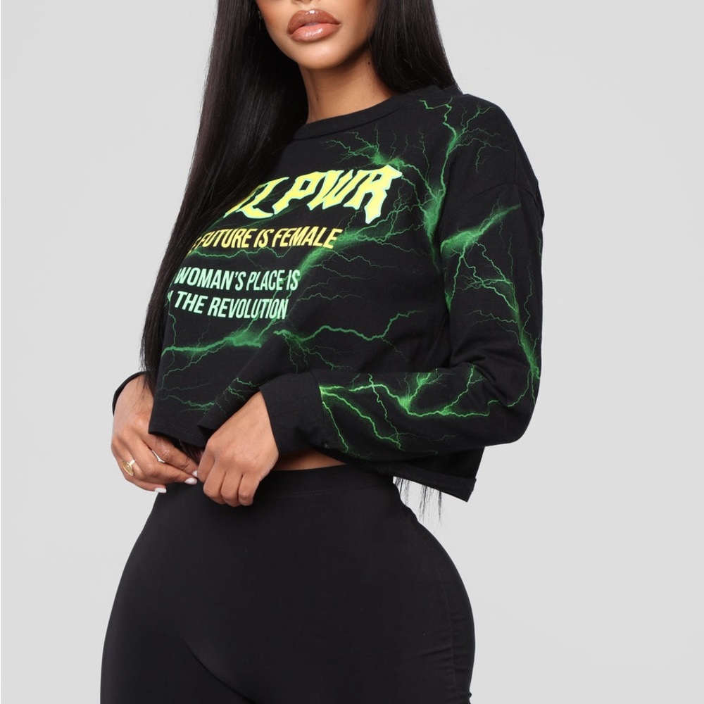 Fashion Nova Power Of Women Top - Black